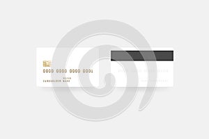 Blank white credit card mockup , clipping path, front