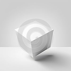 blank white cube box on grey background