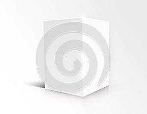 Blank white cube isolated on white background.