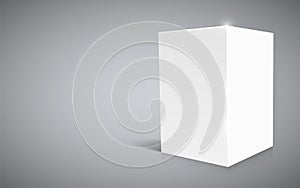 Blank white cube isolated on white background.