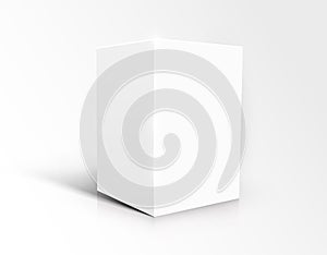 Blank white cube isolated on white background.