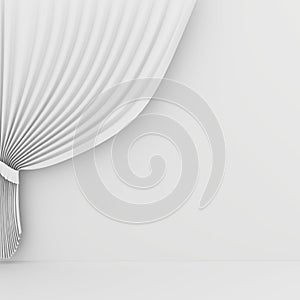 Blank white curtain or drapes on white-gray background