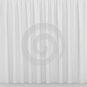 Blank white curtain or drapes on white-gray background