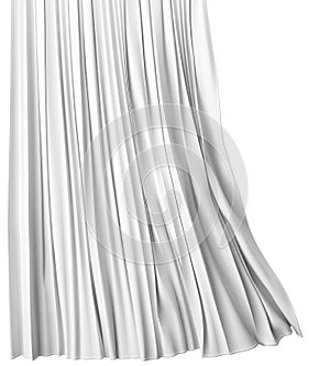 Blank white curtain on white background, 3d