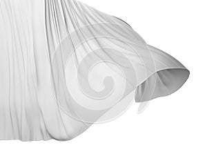 Blank white curtain on white background, 3d