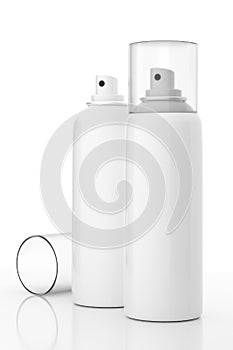 Blank White Deodorant Perfume Spray Cans Mockup - 3D Illustration