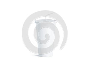 Blank white disposable cup straw mock up ,