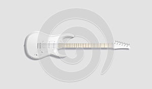 Blank white electric guitar mock up, gray background