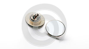 Blank white ellipse gold lapel badge mock up, front back