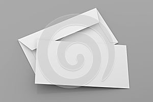 Blank White Envelope Mockup with an Invitation Card - 3d Illustration Render