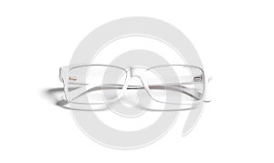 Blank white eye glasses with frame mock up, front view.