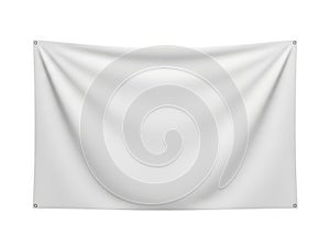 Blank white fabric banner