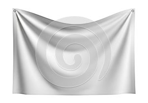 Blank white fabric banner
