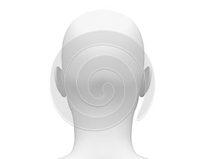 Blank White Female Head - Back view