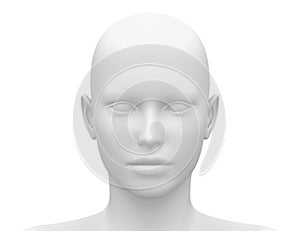 Blank White Female Head - Front view