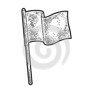 Blank white flag sketch vector illustration