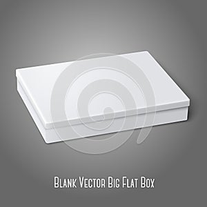 Blank white flat package box lying isolated on