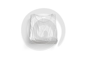 Blank white folded square t-shirt mockup stack, top view