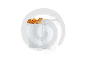 Blank white food bucket and cup withe straw mockup