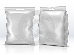 Blank white food paper or foil packaging 3d vector illustration