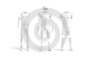 Blank white football and basketball uniform mockup, front view