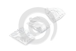Blank white full plastic bag mockup, side view, different types