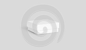 Blank white gift box with lid mockup isolated on gray