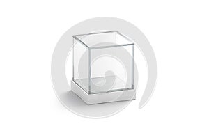 Blank white glass showcase cube mock up, isolated