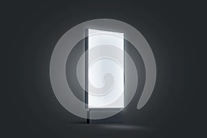 Blank white glowing pylon mockup, isolated in darkness