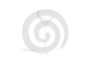 Blank white heart balloon flying mockup, front view