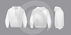 Blank white hoodie template. Long sleeve sweatshirts template with clipping path, gosh for printing