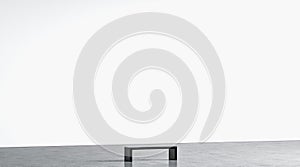 Blank white huge gallery wall with bench in museum mockup,