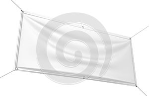 Blank White Indoor outdoor Fabric & Scrim Vinyl Banner for print design presentation. 3d render illustration.