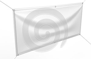 Blank White Indoor outdoor Fabric & Scrim Vinyl Banner for print design presentation. 3d render illustration.