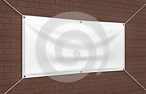 Blank White Indoor outdoor Fabric & Scrim Vinyl Banner for print design presentation. 3d render illustration.