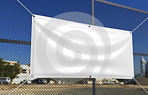 Blank White Indoor outdoor Fabric & Scrim Vinyl Banner for print design presentation. 3d render illustration.