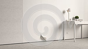 Blank white interior wallpaper with corner mock up on wall