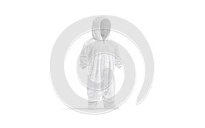 Blank white kid plush jumpsuit with hood mockup, side view