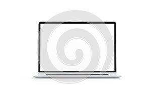 Blank white laptop screen mock up, isolated,