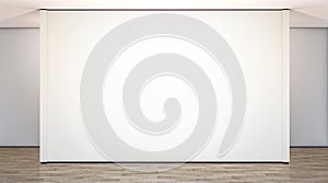 Blank white large gallery wall in studio mockup, front view