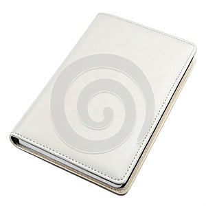 Blank White Leather Notebook isolated on white background