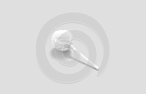 Blank white lollipop wrap mock up lying, side view