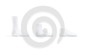 Blank white long, low cut and ancle socks mockup stand, photo