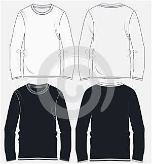 Blank white long sleeve t-shirt template vector design and t-shirt mock-up design