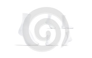 Blank white long sock mockup stand, different views photo