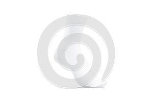 Blank white long sock on tiptoe mockup stand, side view photo