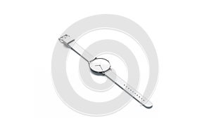 Blank white lying watch with wristlet mockup, isolated