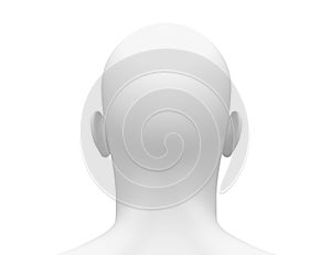 Blank White Male Head - Back view