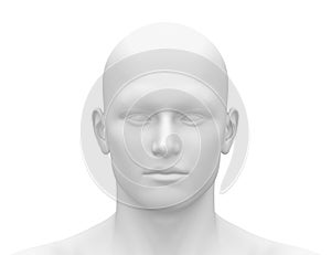 Blank White Male Head - Front view