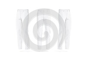 Blank white man pants mockup, front and side view